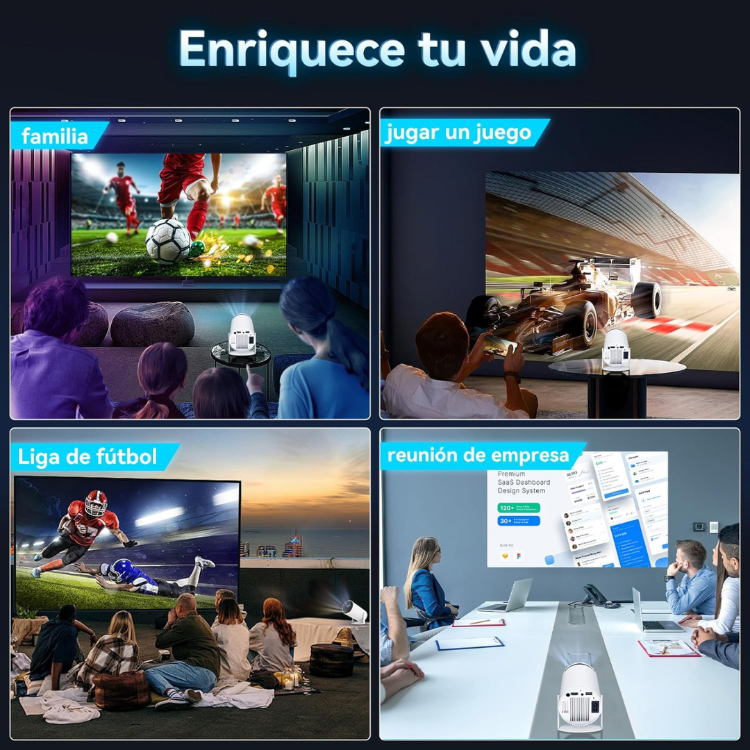 Moonbeam Vision 4K – Proyector Portátil (Cine en Casa • Sincronización Móvil • Ultra HD)