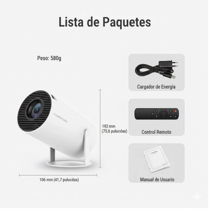 Moonbeam Vision 4K – Proyector Portátil (Cine en Casa • Sincronización Móvil • Ultra HD)